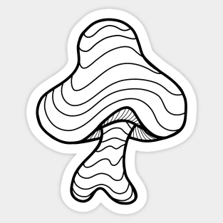 The Perfect Magic Mushroom: Trippy Wavy Black and White Contour Lines Sticker